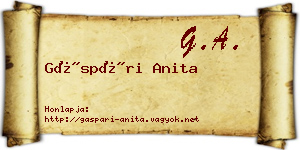 Gáspári Anita névjegykártya